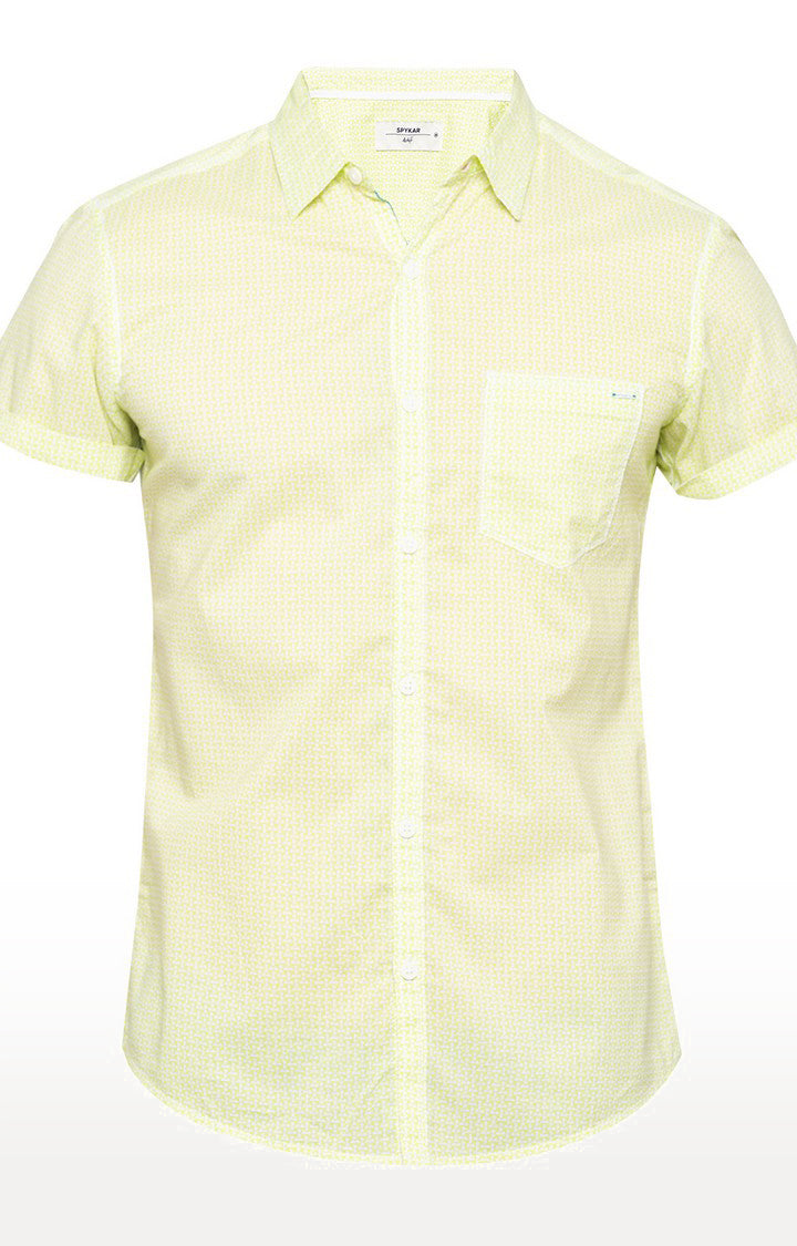 Spykar Men'S Green Cotton Solid Casual Shirts