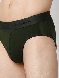 Underjeans By Spykar Men Premium Black & Olive Cotton Blend Regular Fit Brief - Pack Of 2