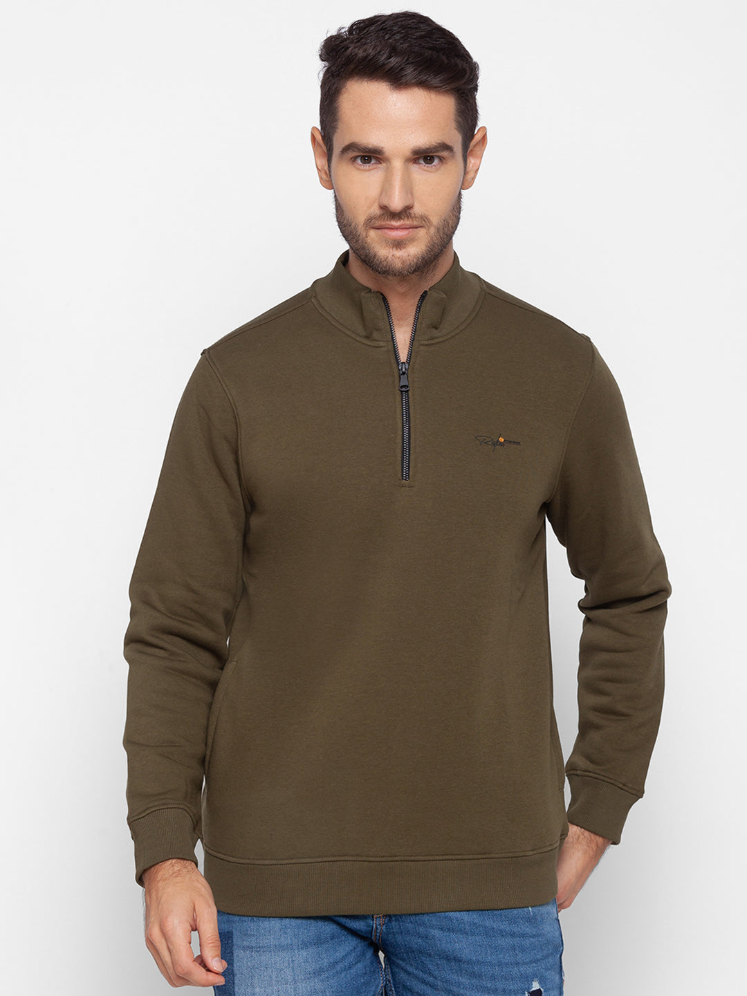 Spykar Green Cotton Sweatshirt For Men