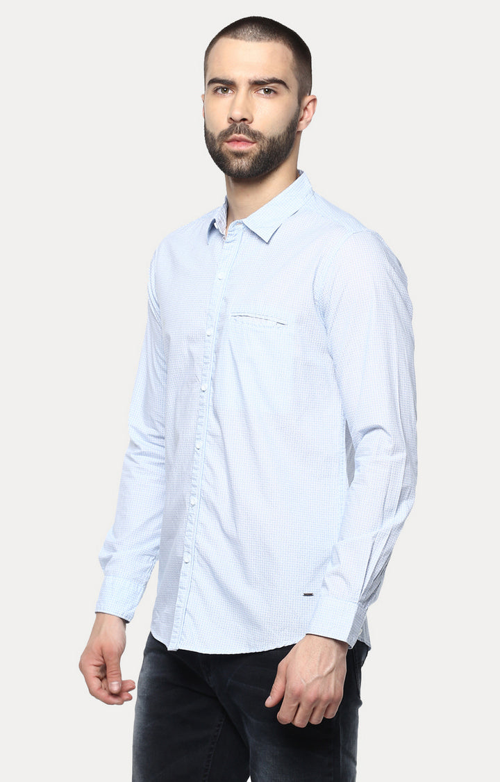 Spykar Men'S Blue Cotton Checked Casual Shirts