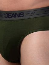 Underjeans By Spykar Men Premium Cotton Blend Olive Brief