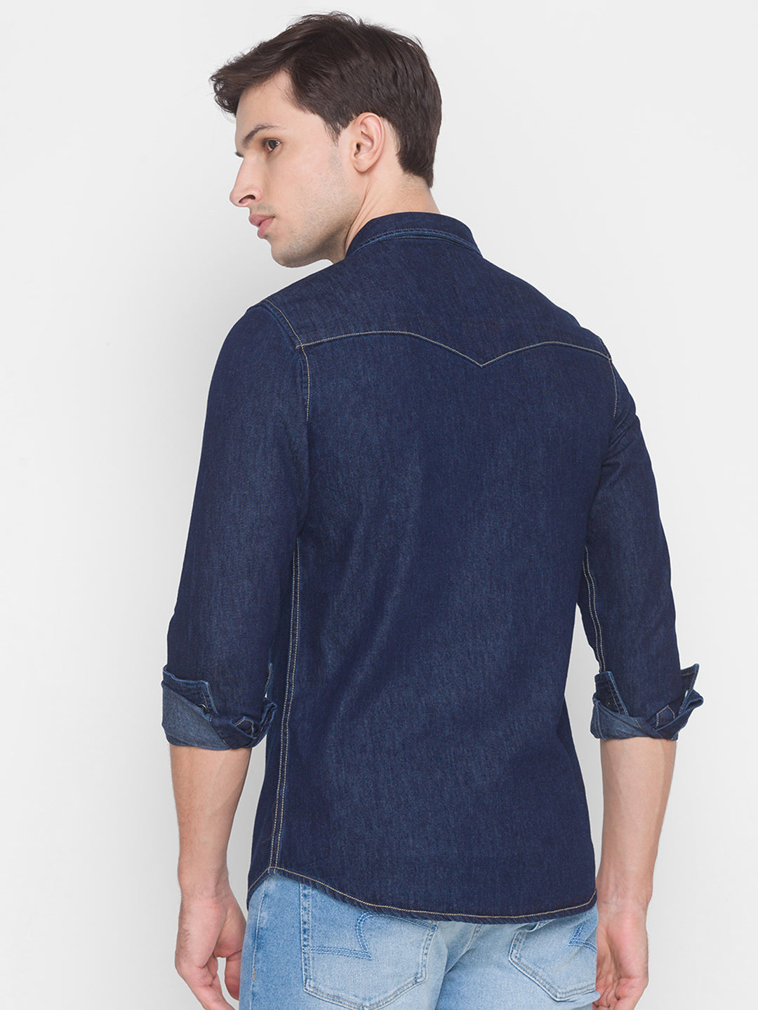 Buy 18+ Men Dark Blue Denim Faded Casual Shirts (XL) Online at Best Prices  in India - JioMart.