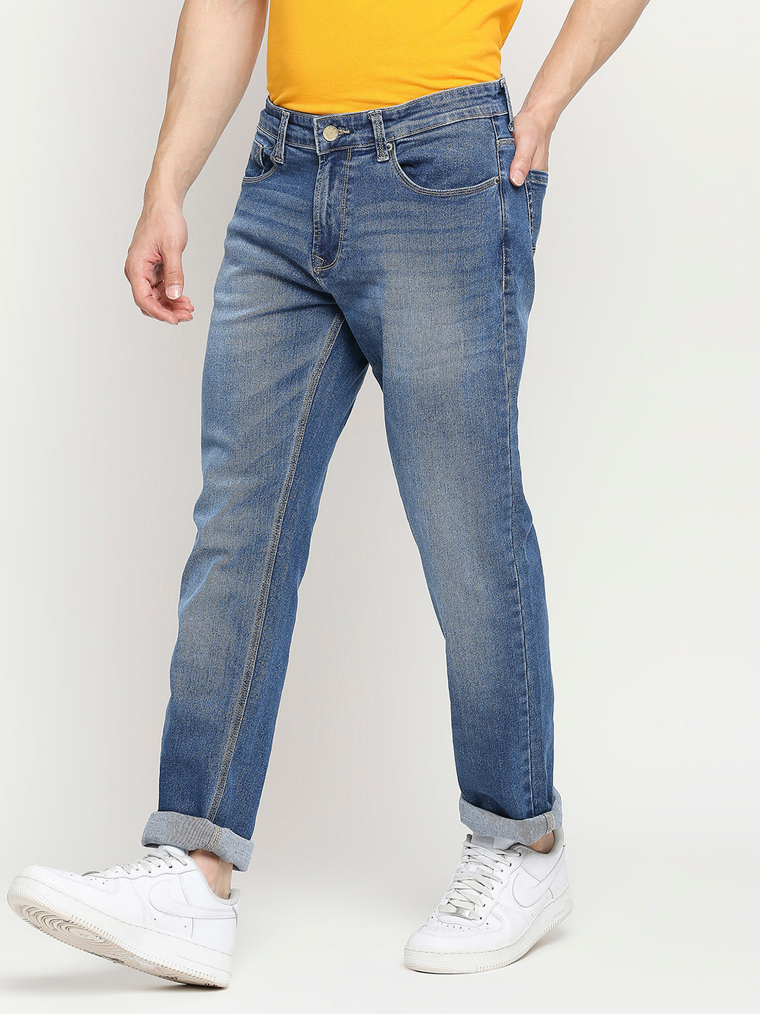 Spykar Men Lt. Blue Cotton Comfort Fit Straight Length Jeans (Ricardo)