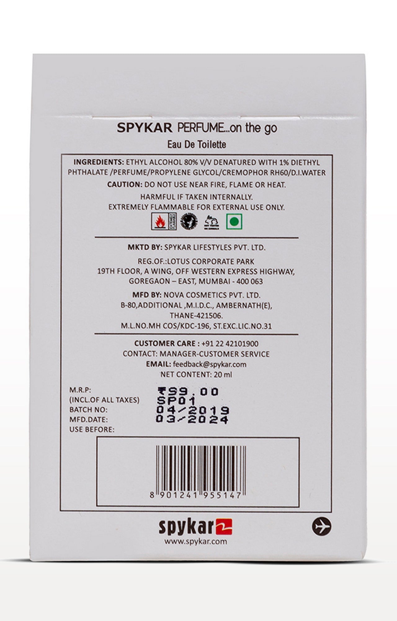 Spykar White Purist Pocket Perfume