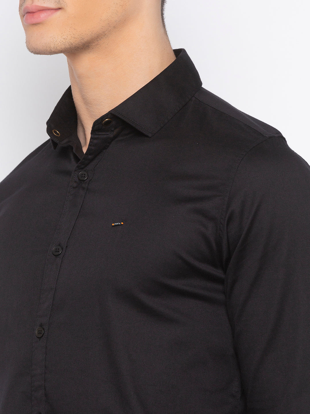 Spykar Slim Fit Men Black Solid Casual Shirt