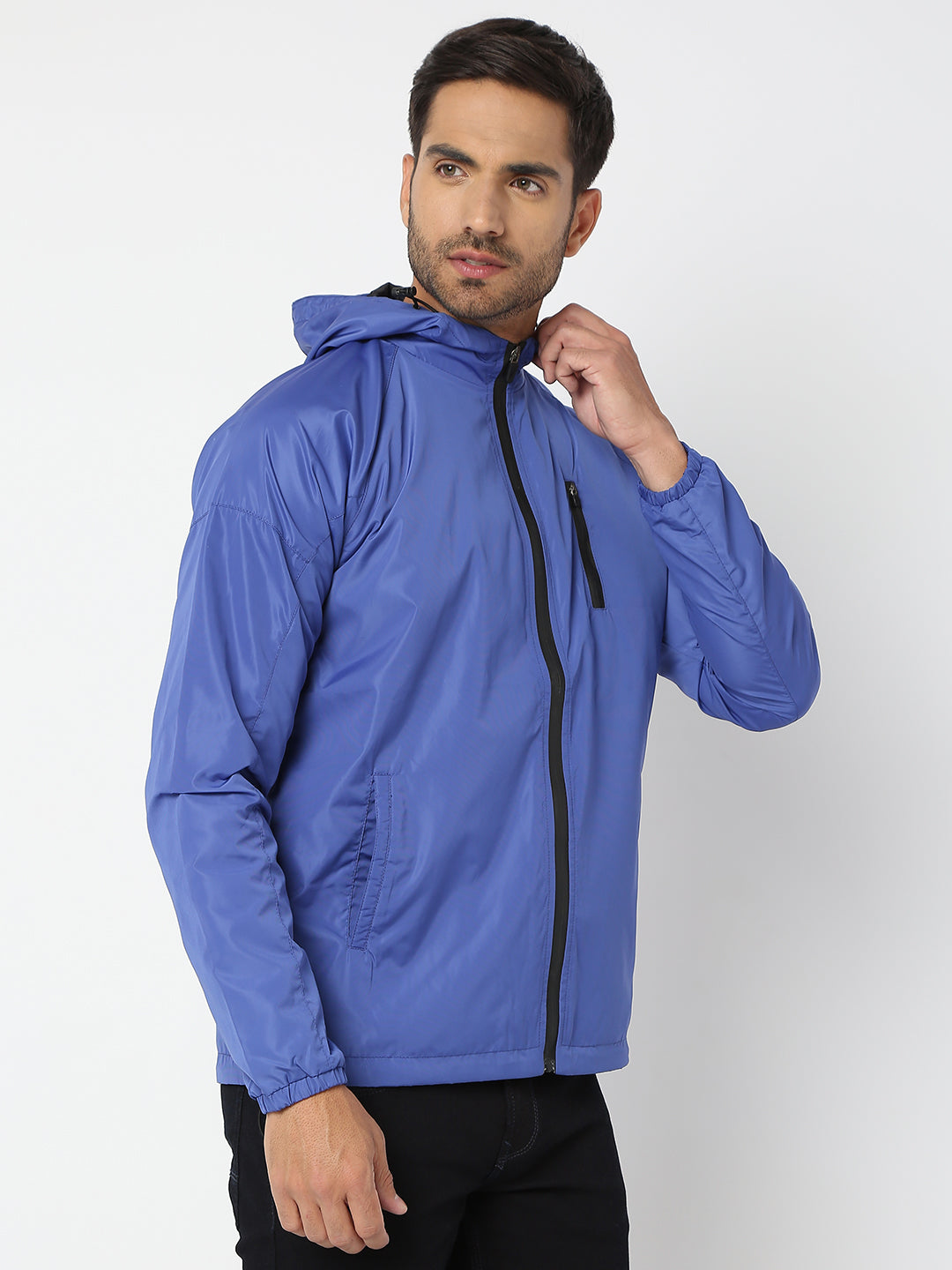 Spykar Men Royal Blue Nylon Regular Fit Jacket