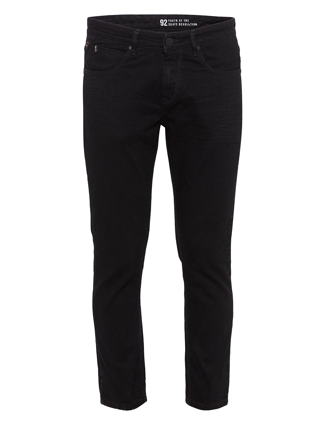 Spykar Men Black Cotton Regular Fit Regular Length Jeans (Actif)