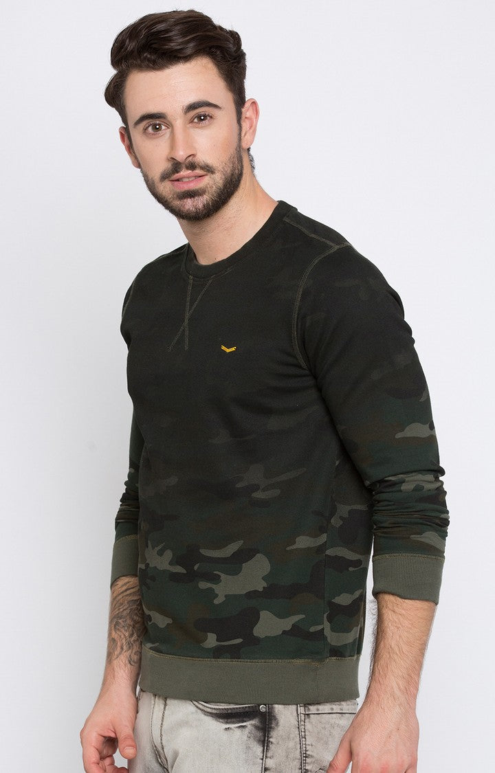 Spykar Green Printed Slim Fit Sweatshirt