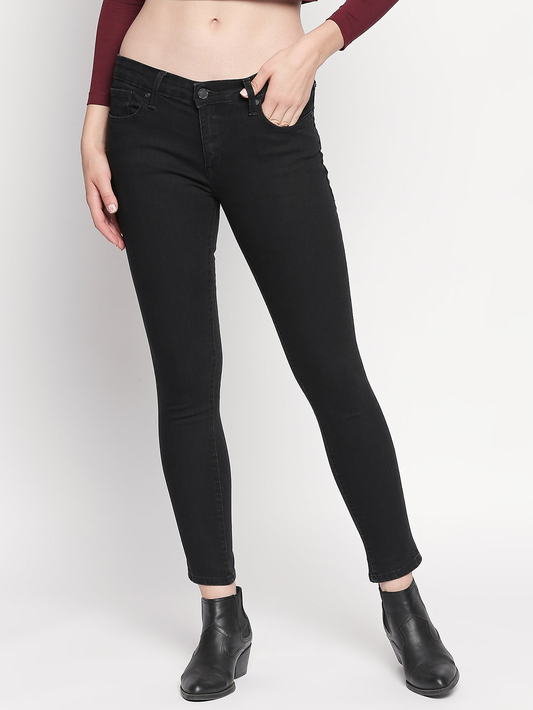 Spykar Women Black Cotton Super Skinny Fit Regular Length Jeans (Alicia)