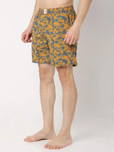 Underjeans By Spykar Men Premium Yellow Cotton Blend Regular Fit Boxer Shorts