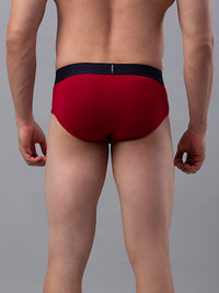 Men Premium Cotton Blend Maroon Brief- Underjeans By Spykar