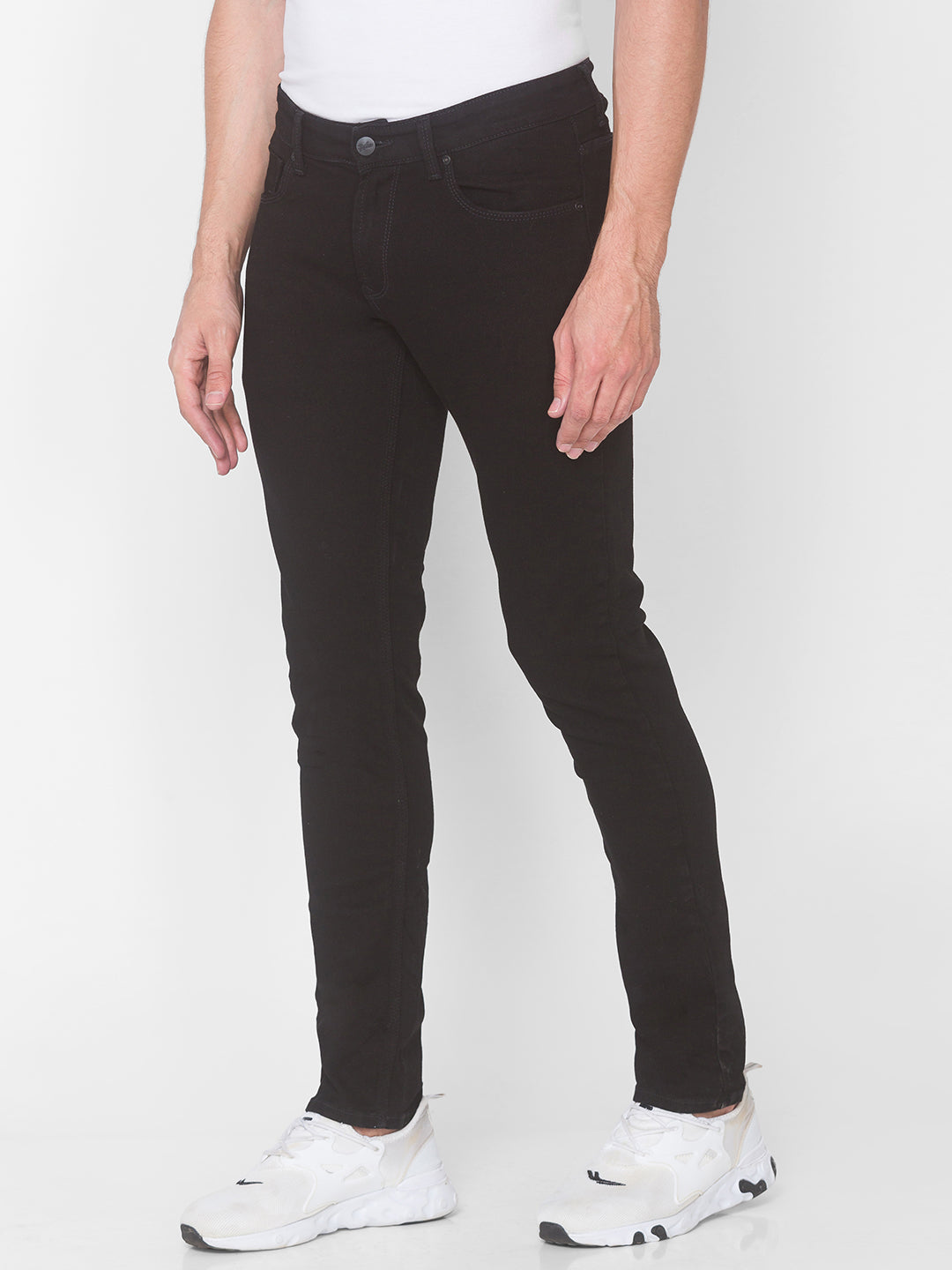 Spykar Men Black Cotton Slim Fit Narrow Length Jeans (Skinny)