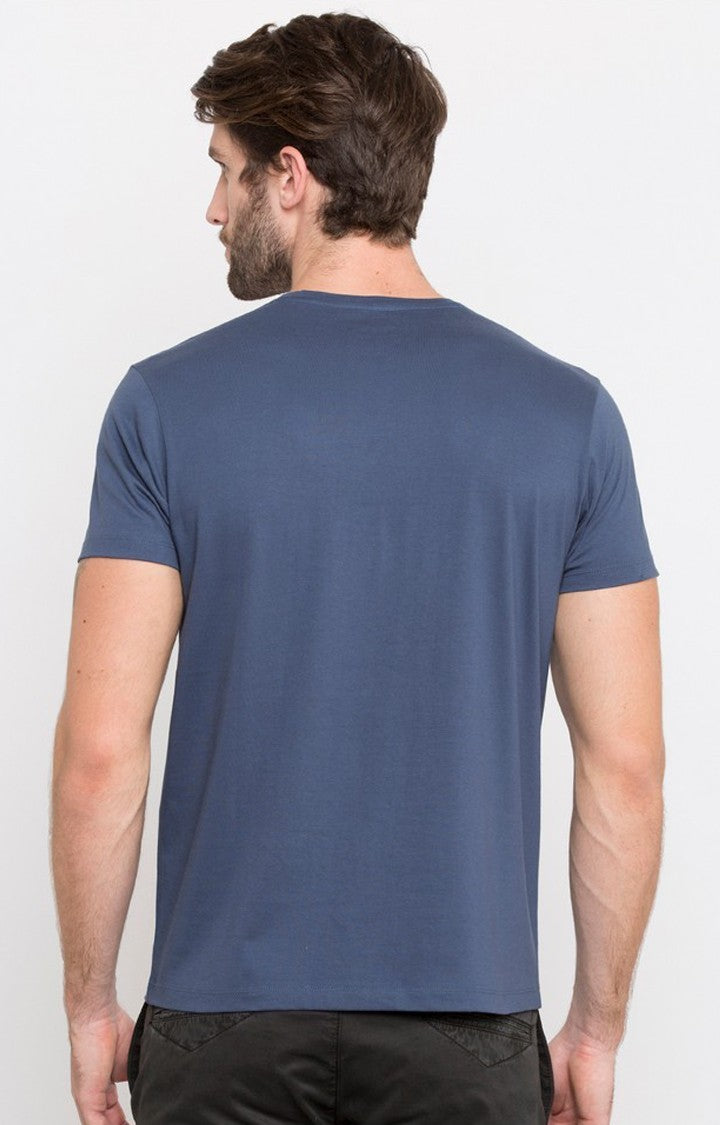 Spykar Blue Solid Slim Fit Men T-Shirts