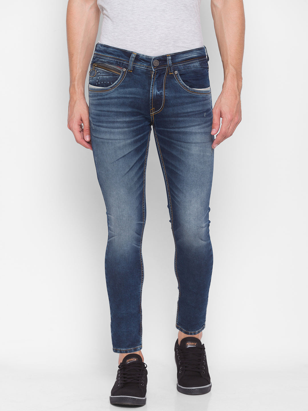 Spykar Men Blue Cotton Slim Fit Tapered Length Jeans (Kano)