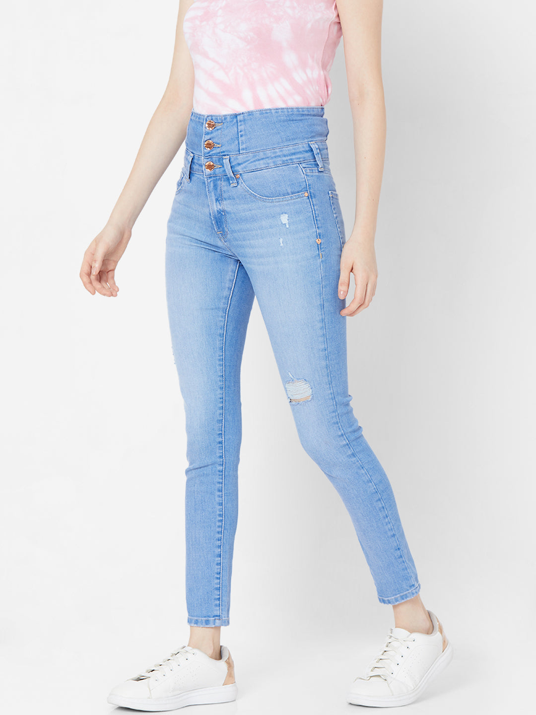 Spykar Women Mid Blue Solid Skinny Mid-Rise Jeans (Alicia)