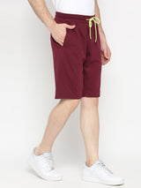 Men Premium Wine Cotton Blend Shorts - Underjeans By Spykar