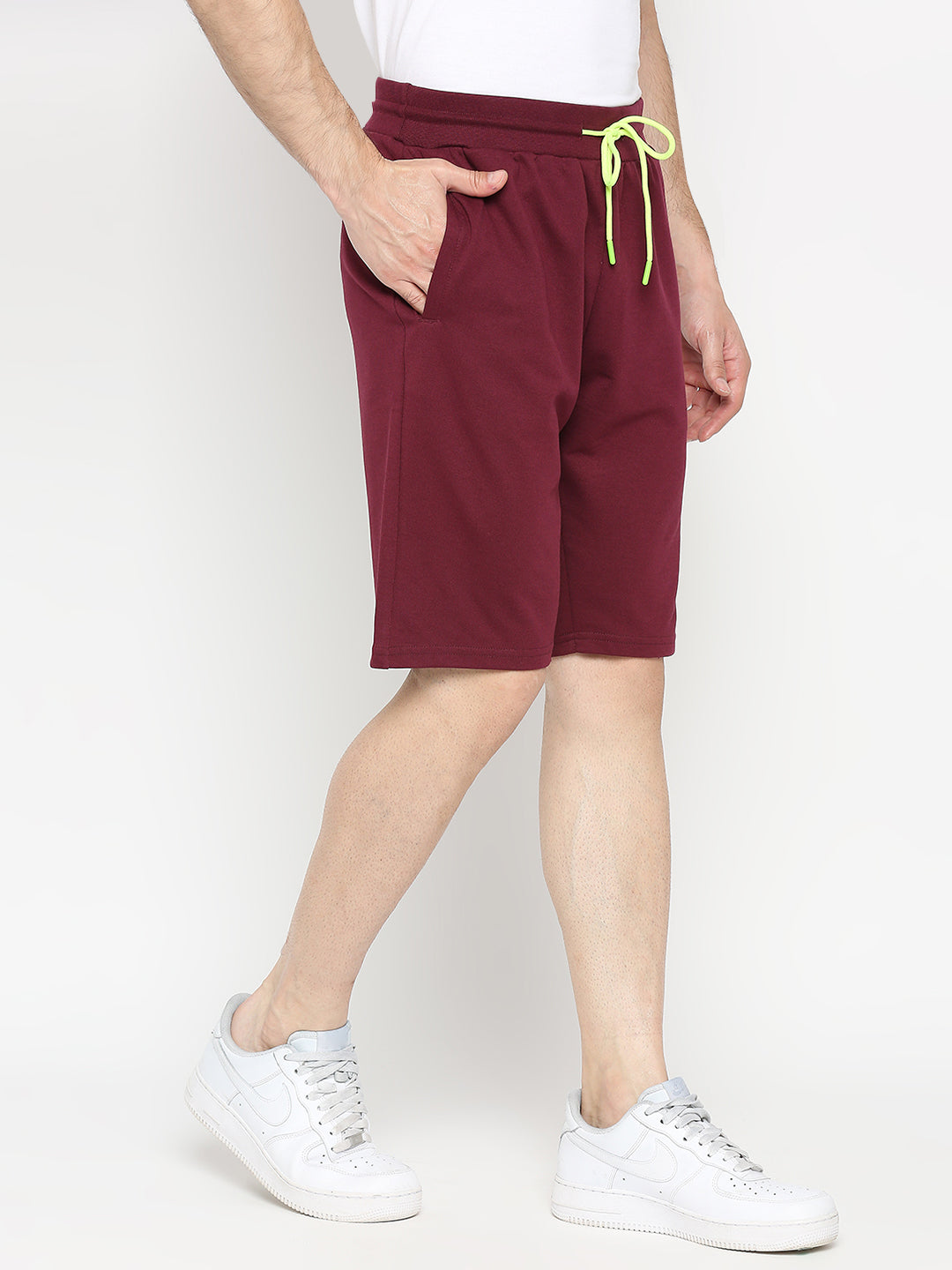 Men Premium Wine Cotton Blend Shorts - Underjeans By Spykar