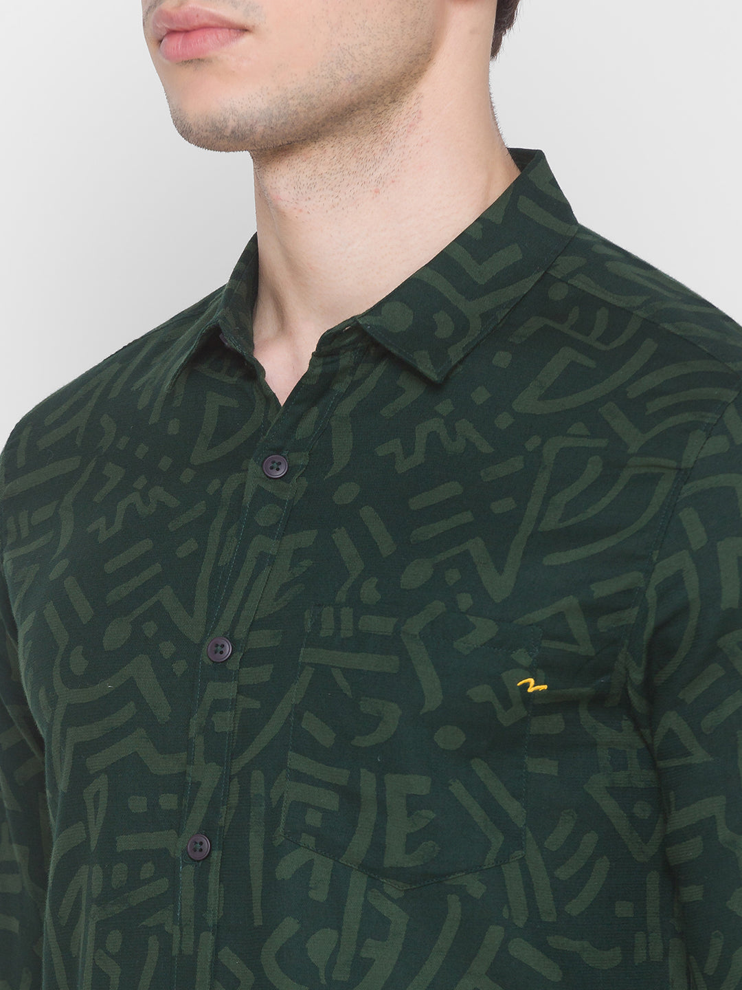 Spykar Green Cotton Men Shirt