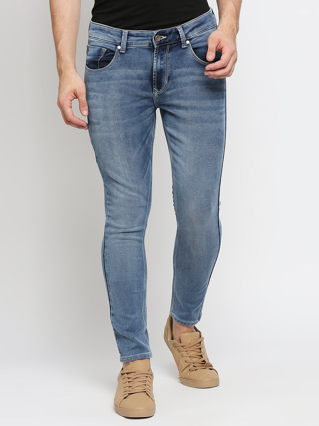 Spykar Light Blue Cotton Slim Fit Tapered Length Jeans (Kano)