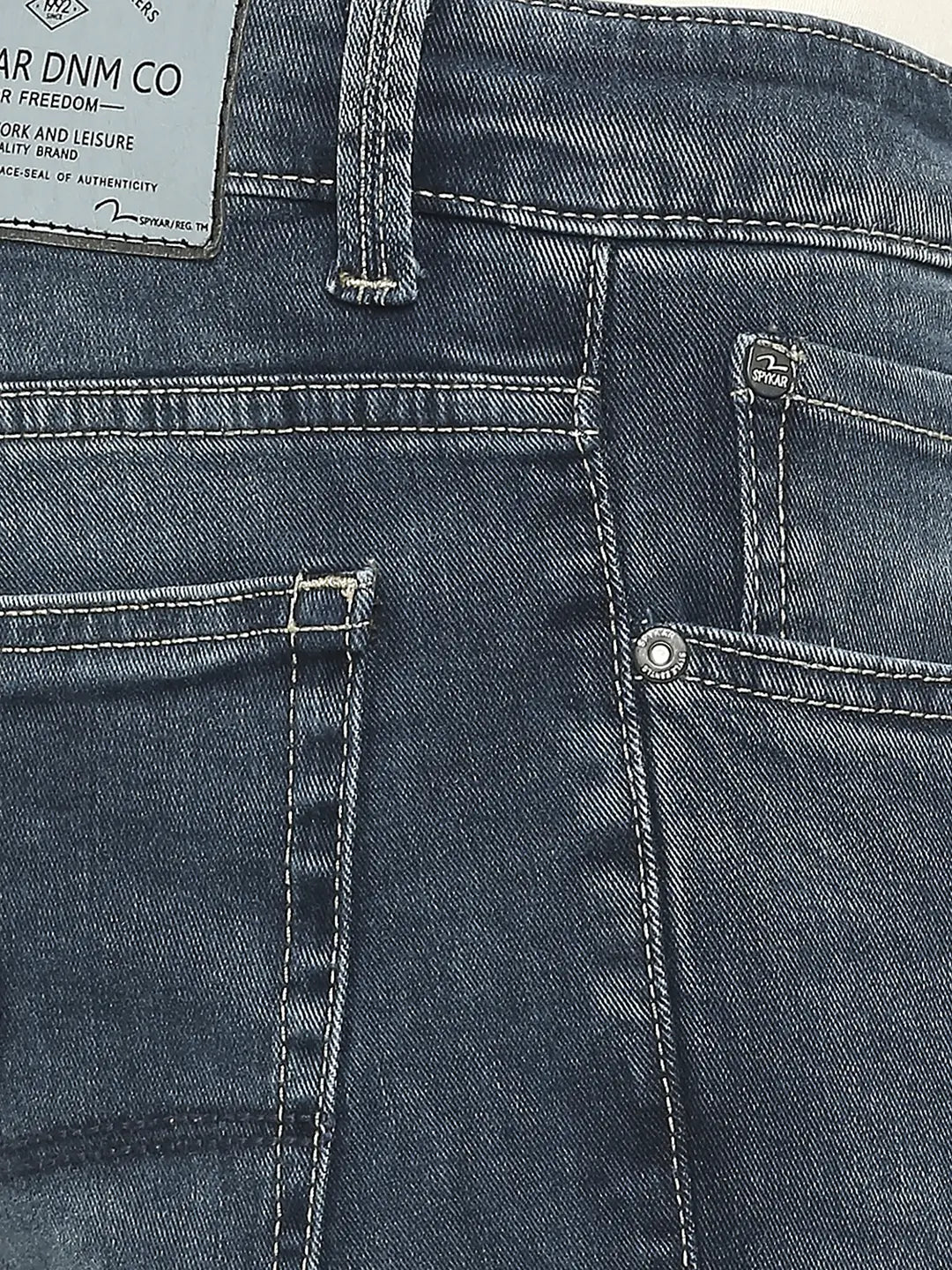 Spykar Men Dark Blue Cotton Slim Fit Narrow Length Clean Look Low Rise Jeans - (Skinny)