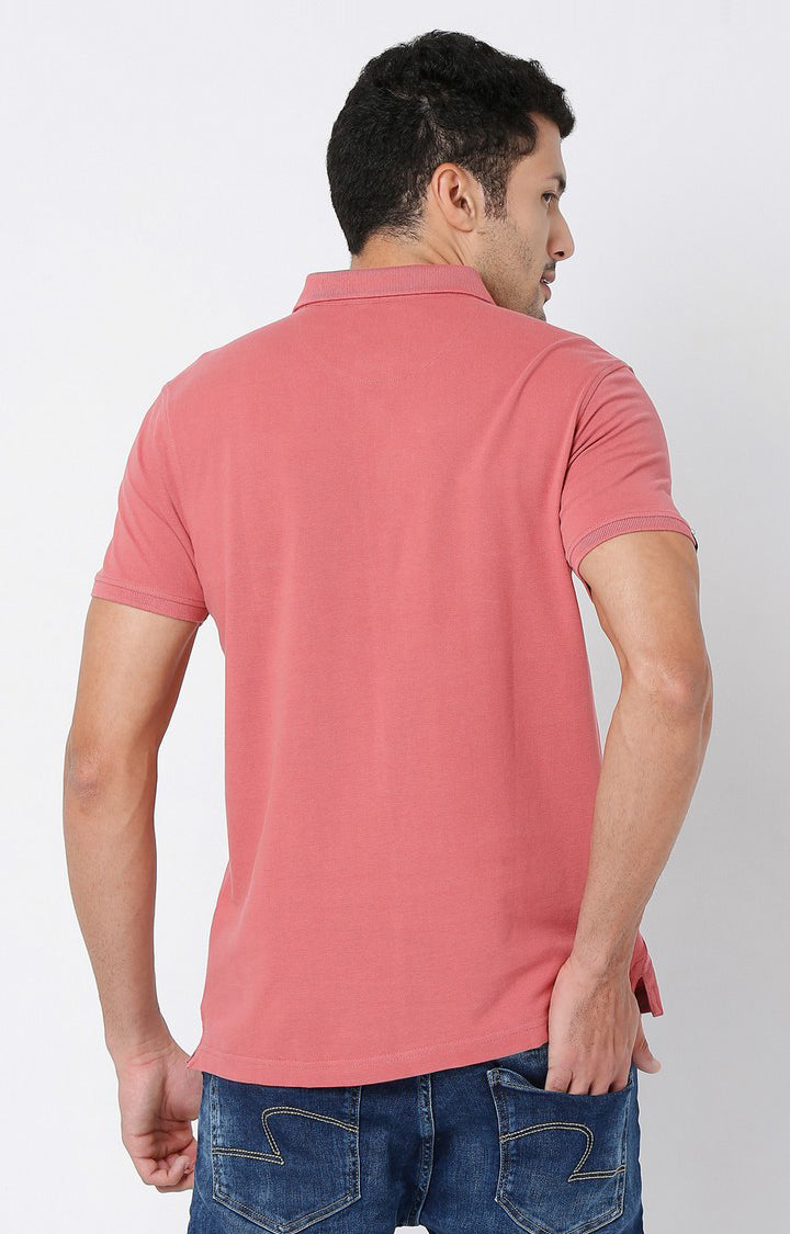 Men Premium Dull Brick Cotton Polo T-Shirts- Underjeans By Spykar