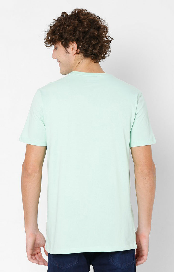 Spykar Men Green Cotton Slim Fit Round Neck T-Shirt