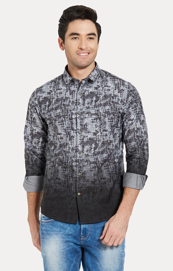 Spykar Men Black Printed Slim Fit Casual Shirt