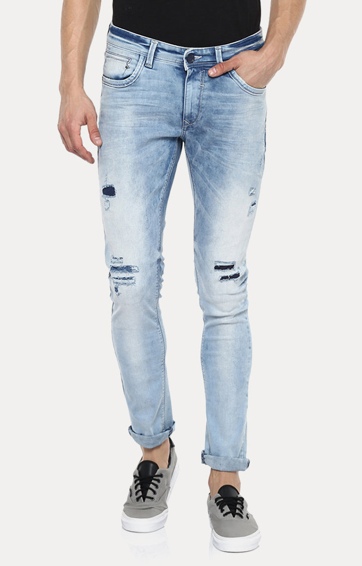 Spykar Men Blue Solid Skinny Fit Jeans