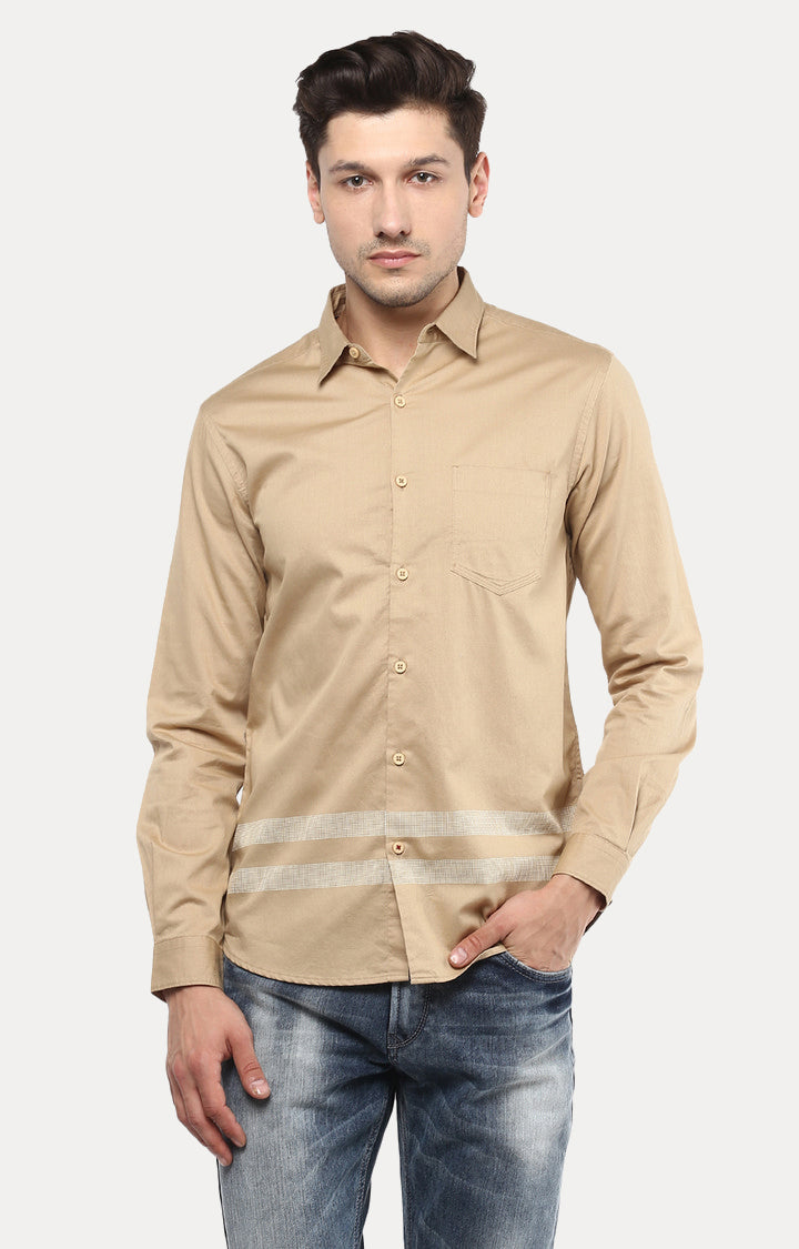 Spykar Men Beige Solid Slim Fit Casual Shirt