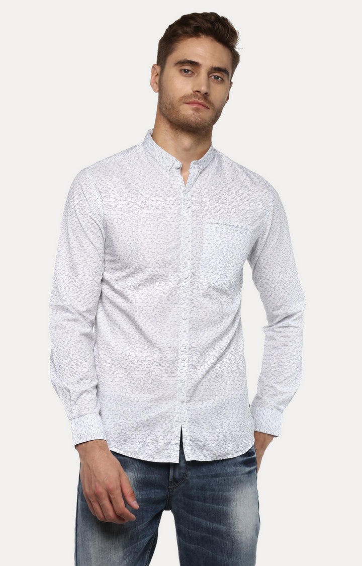 Spykar Men White Printed Slim Fit Casual Shirt