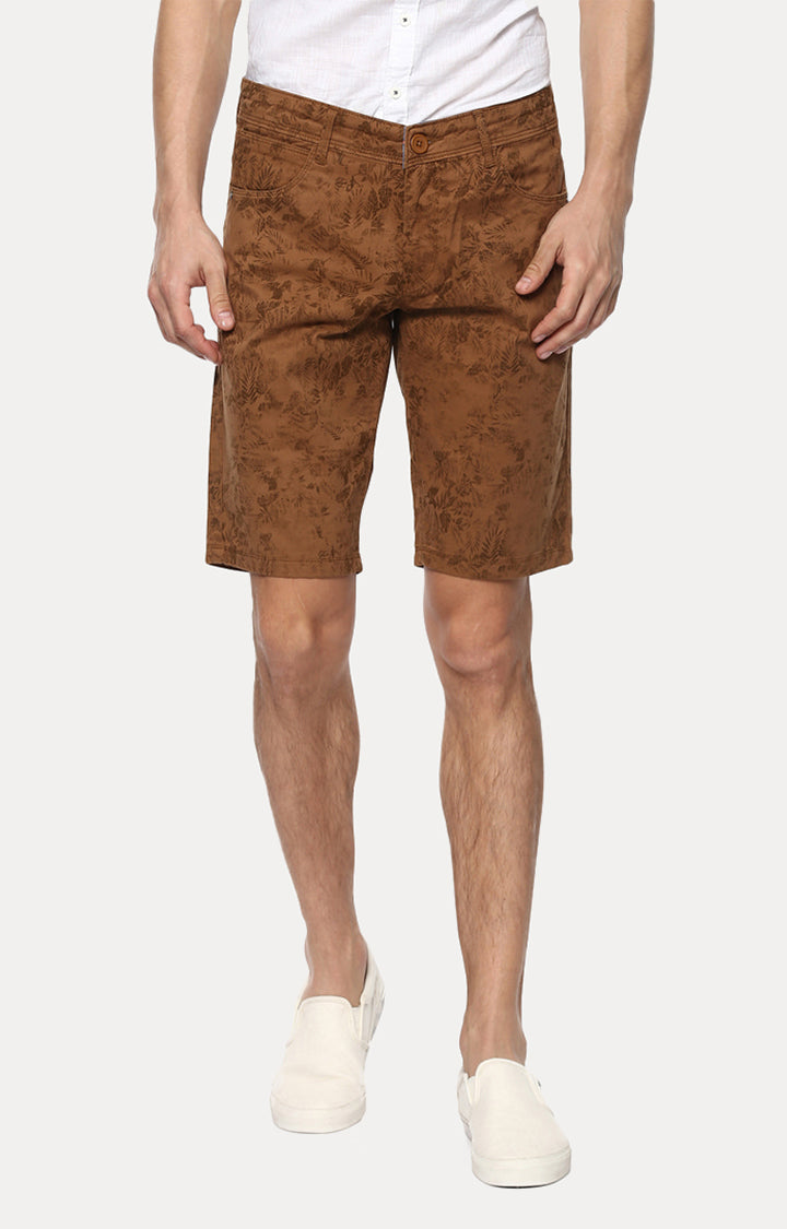 Spykar Men Brown Cotton Slim Fit Casual Shorts