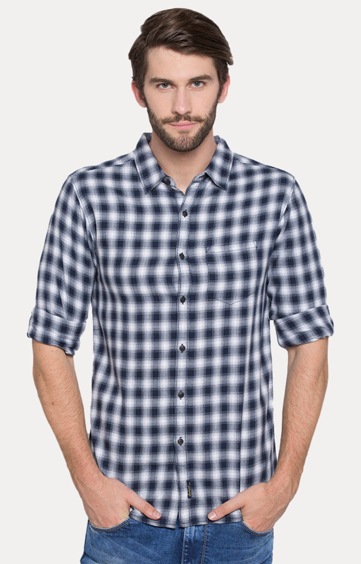 Spykar Men Blue Cotton Casual Shirt