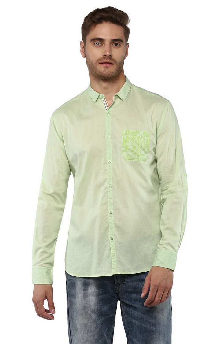 Spykar Men Green Solid Slim Fit Casual Shirt