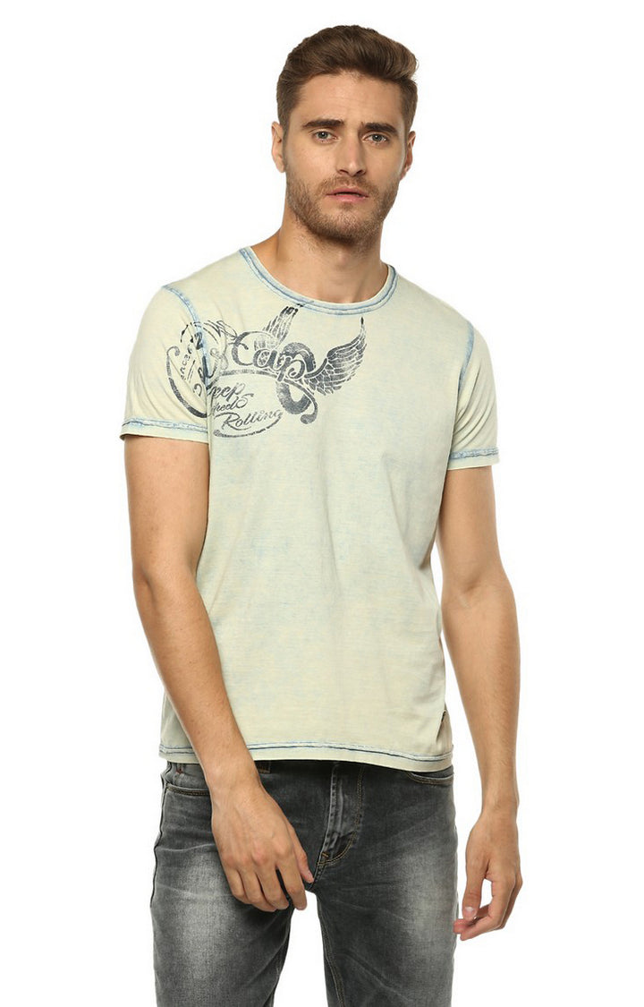 Spykar Men Blue Printed Slim Fit T-Shirt