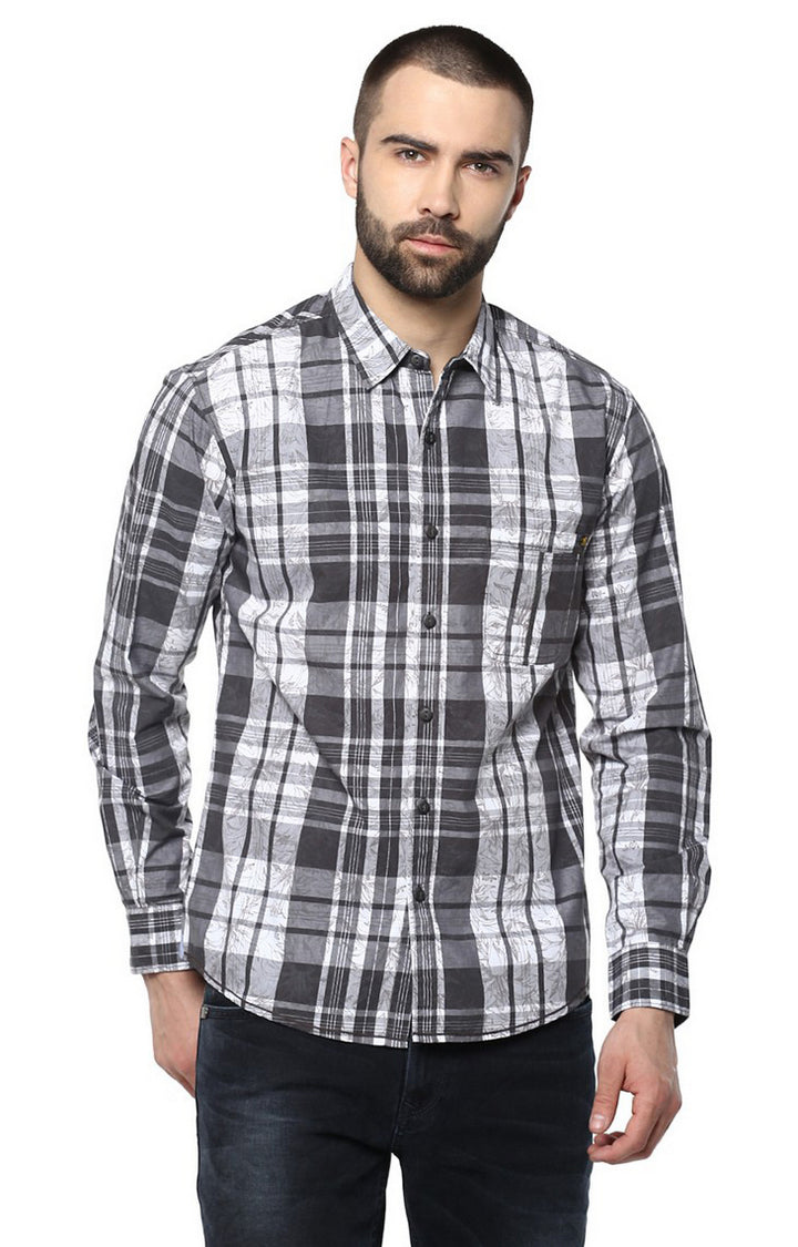 Spykar Men Black Checked Slim Fit Casual Shirt