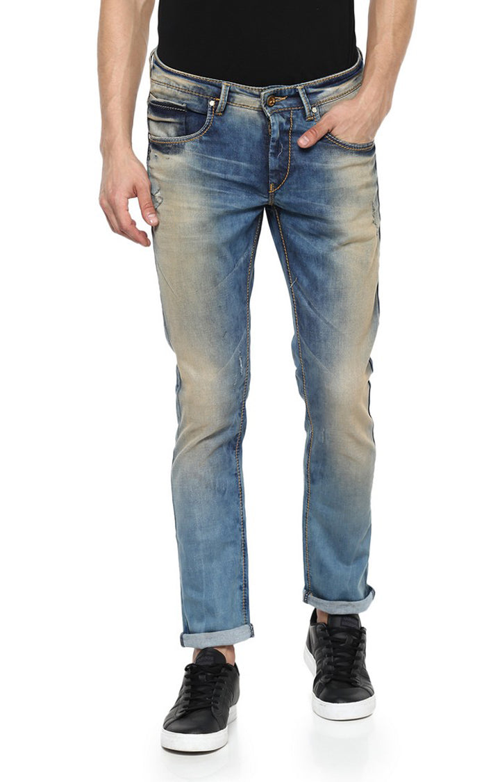 Spykar Men Blue Cotton Regular Fit Regular Length Jeans (Actif)