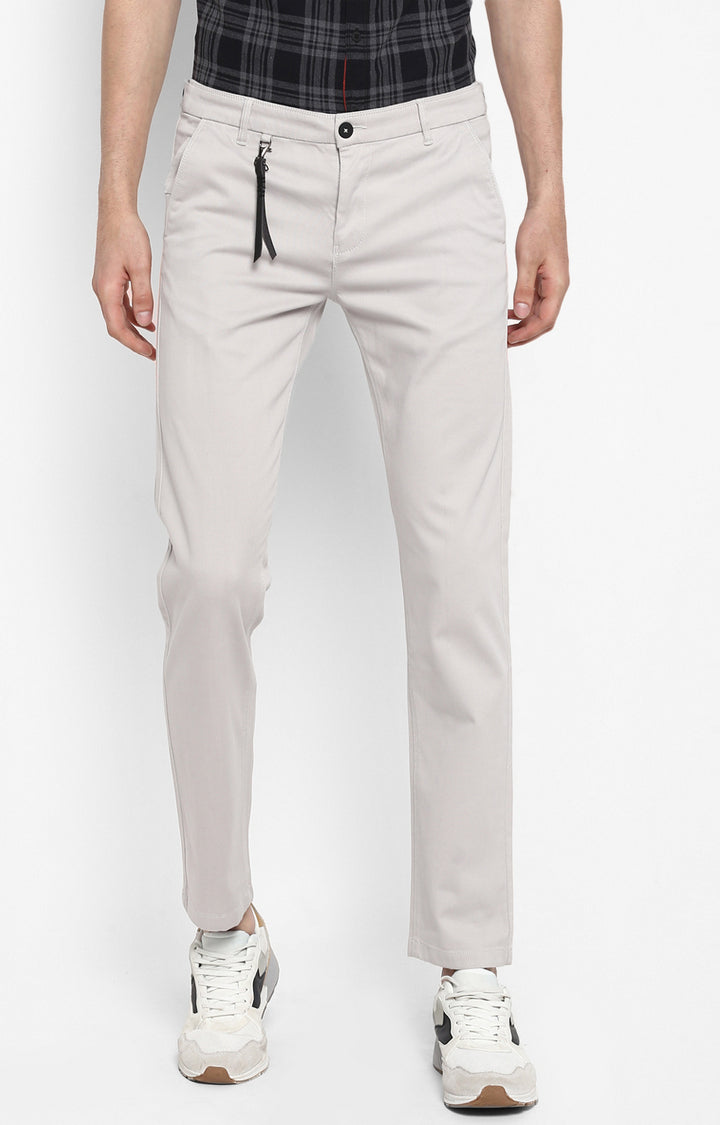 Spykar Silver Grey Cotton Men Trousers