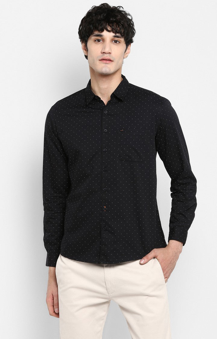 Spykar Men Black Printed Slim Fit Casual Shirt