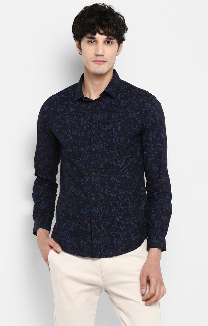 Spykar Men Black Printed Slim Fit Casual Shirt