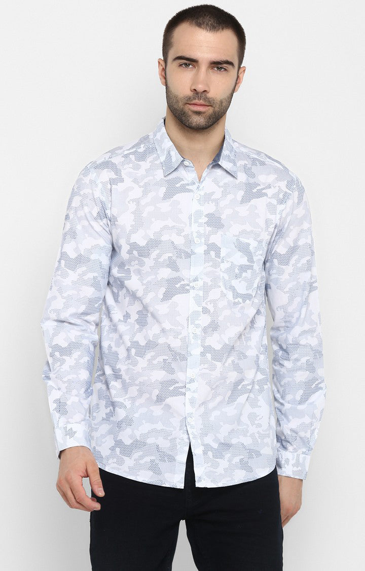 Spykar White Cotton Slim Fit Shirts For Men