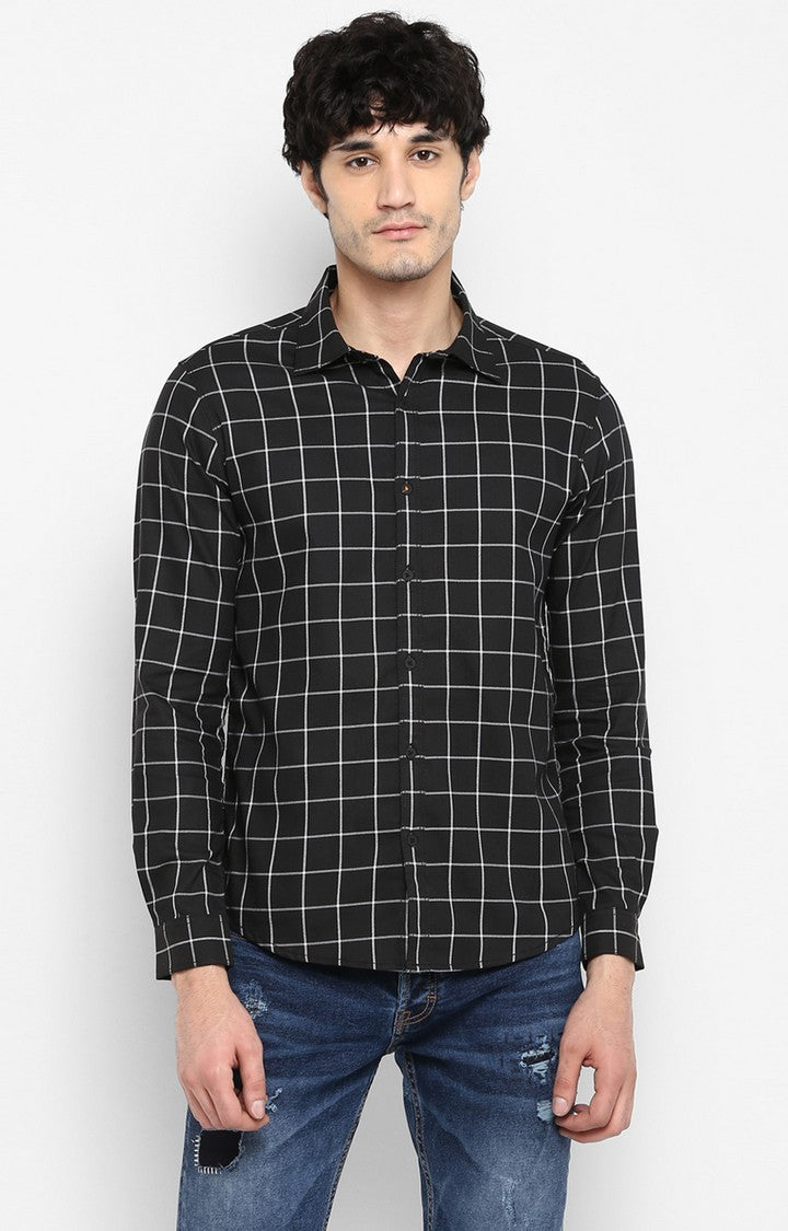 Spykar Men Black Checked Slim Fit Casual Shirt