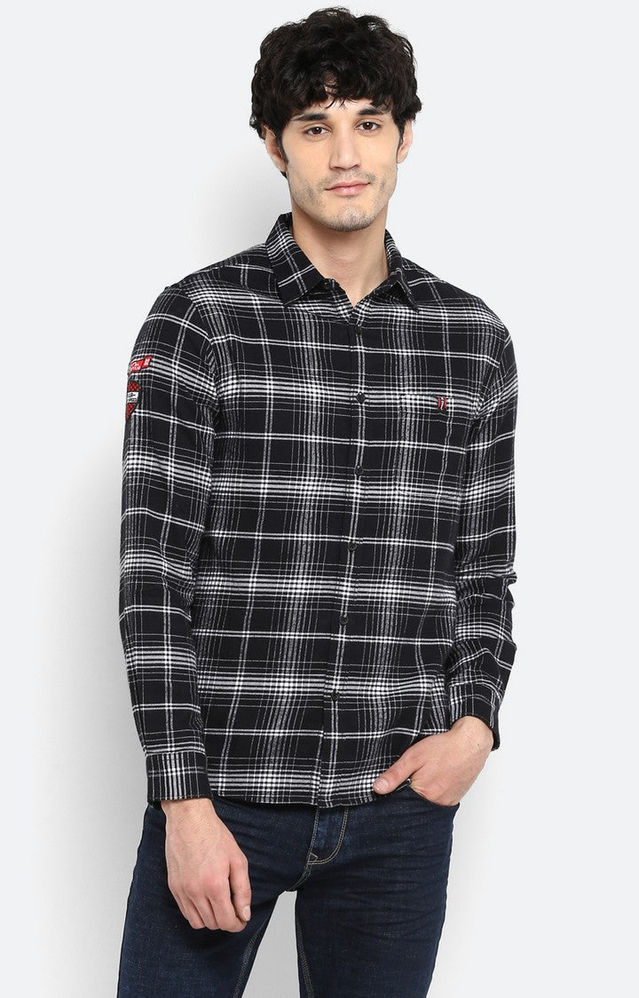 Spykar Men Black Checked Slim Fit Casual Shirt