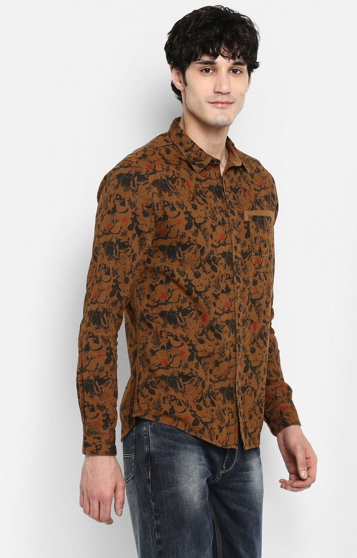 Spykar Men Khaki Printed Slim Fit Casual Shirt