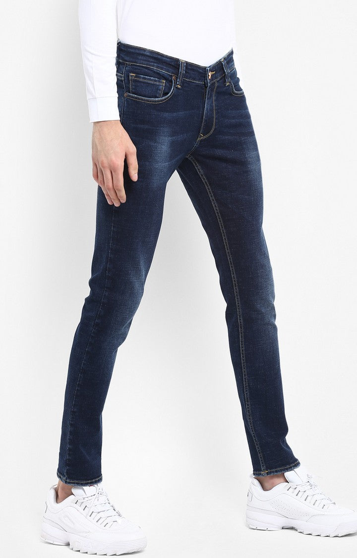 Spykar Men Dark Blue Solid Skinny Fit Jeans