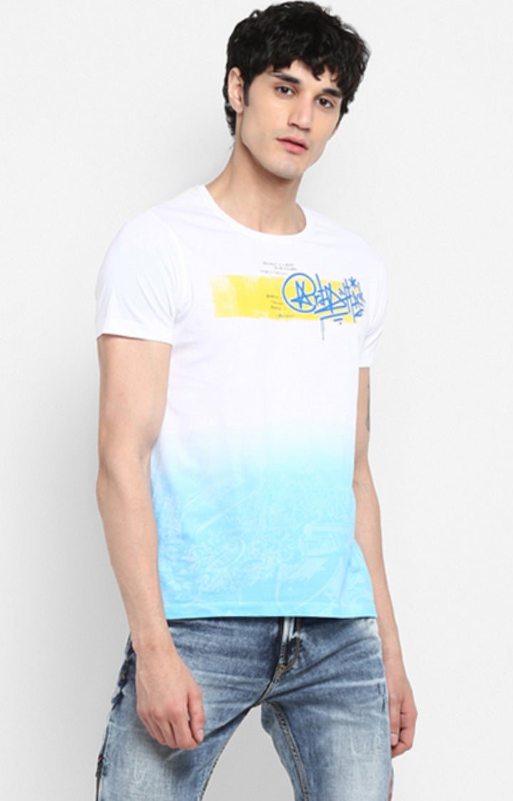 Spykar Men White Printed Slim Fit T-Shirt