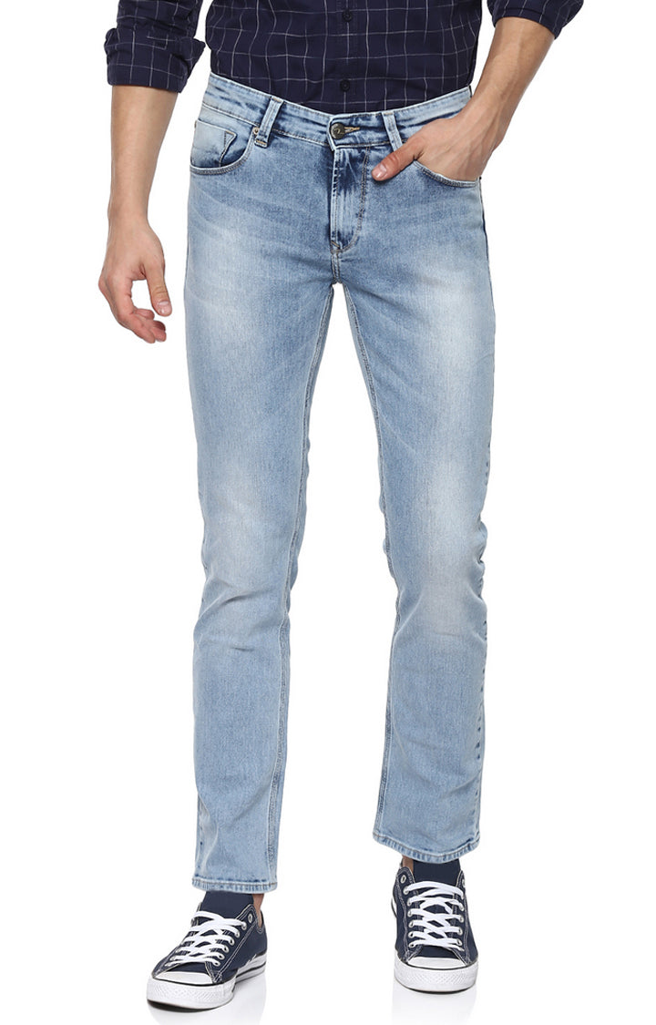 Spykar Men Blue Solid Regular Fit Jeans