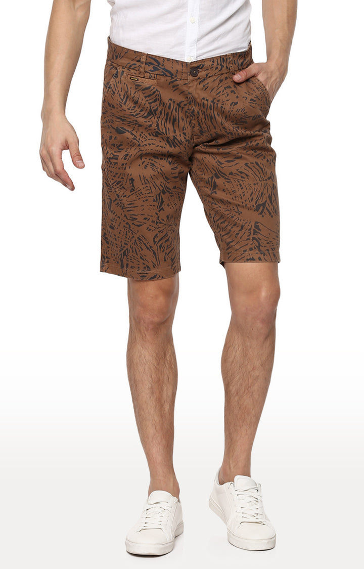 Spykar Men Brown Printed Slim Fit Shorts