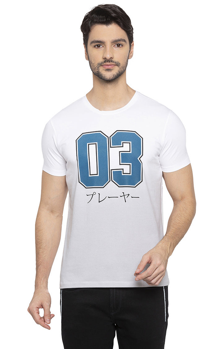 Spykar Men White Cotton Slim Fit Round Neck T-Shirt