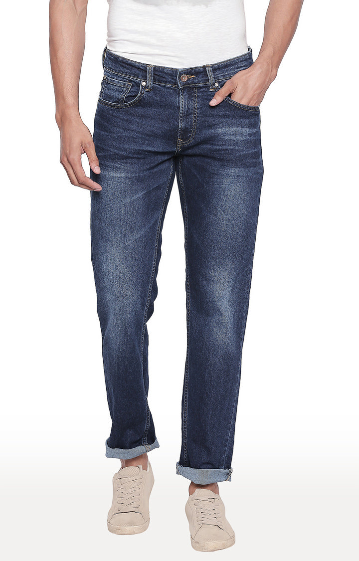 Spykar Men Blue Cotton Comfort Fit Straight Fit Jeans (Ricardo)