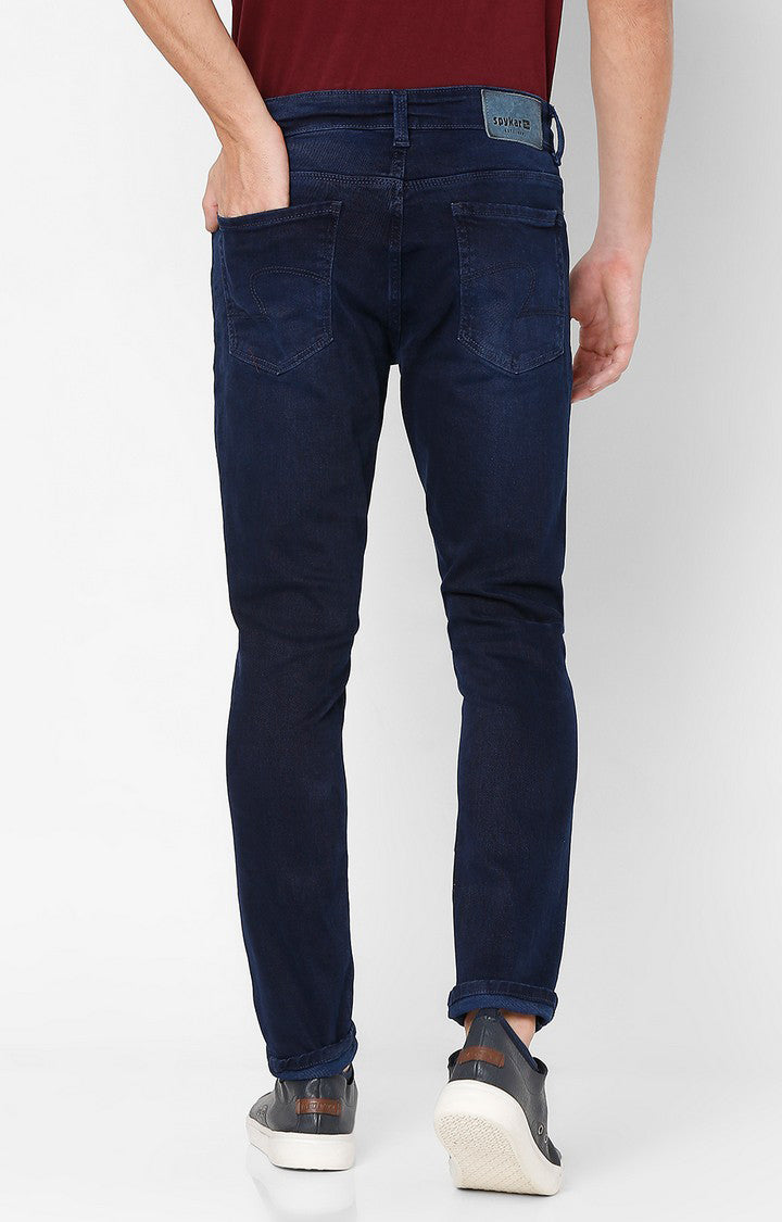 Spykar Men Navy Blue Cotton Slim Fit Narrow Length Jeans (Skinny)